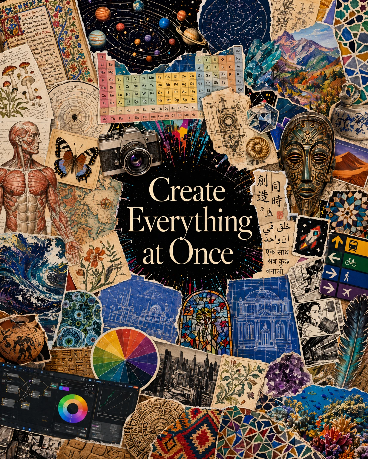 Official OpenAI image example with a create everything at once collage poster